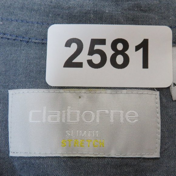 Claiborne* Men's Short Sleeve Button Down Curved Hem Slim Fit Shirt~ Size XL - Picture 3 of 12